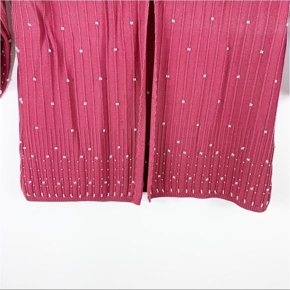 Classiques Entier Vintage Beaded Silk Burgundy Cardigan Sweater Set - Picture 9 of 11